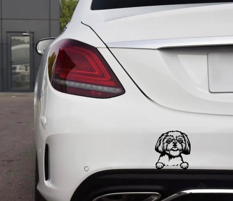 MAKTEM Cute Shih Tzu Car Decal, Peekaboo Graphic Decal Window Cling, Pup on Board Car Sticker, Peeking Dog Car Sticker Window Decals Anime, Cute Vinyl Decor (Shih Tzu) - Image 2
